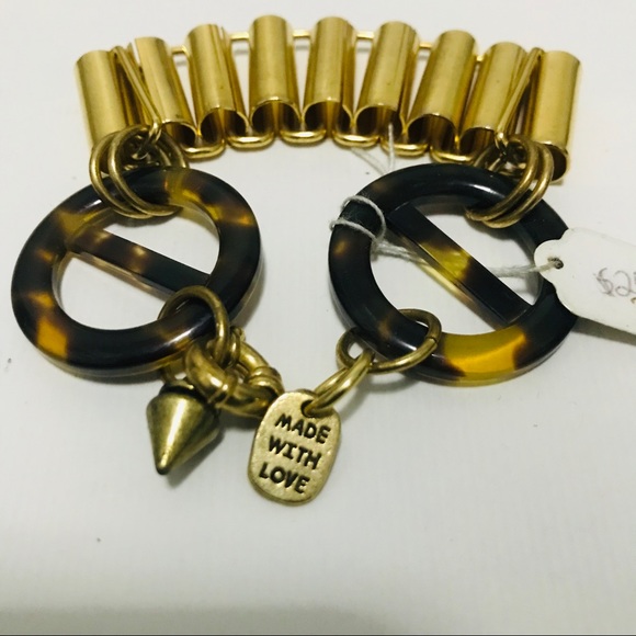 Gold/Tortoise Shell Artisan Bracelet - Picture 4 of 4